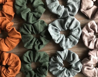 Linen hair scrunchie in Assorted colors, Linen Hair Tie, Eco-friendly beauty accessories
