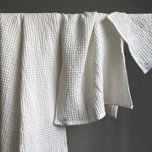 Bath Waffle Towel, Linen Cotton Blend, Large Waffle Weave Towel, Sauna SPA Wellness Rituals,New house gift, Natural linen, Eco friendly gift