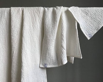 Bath Waffle Towel, Linen Cotton Blend, Large Waffle Weave Towel, Sauna SPA Wellness Rituals,New house gift, Natural linen, Eco friendly gift