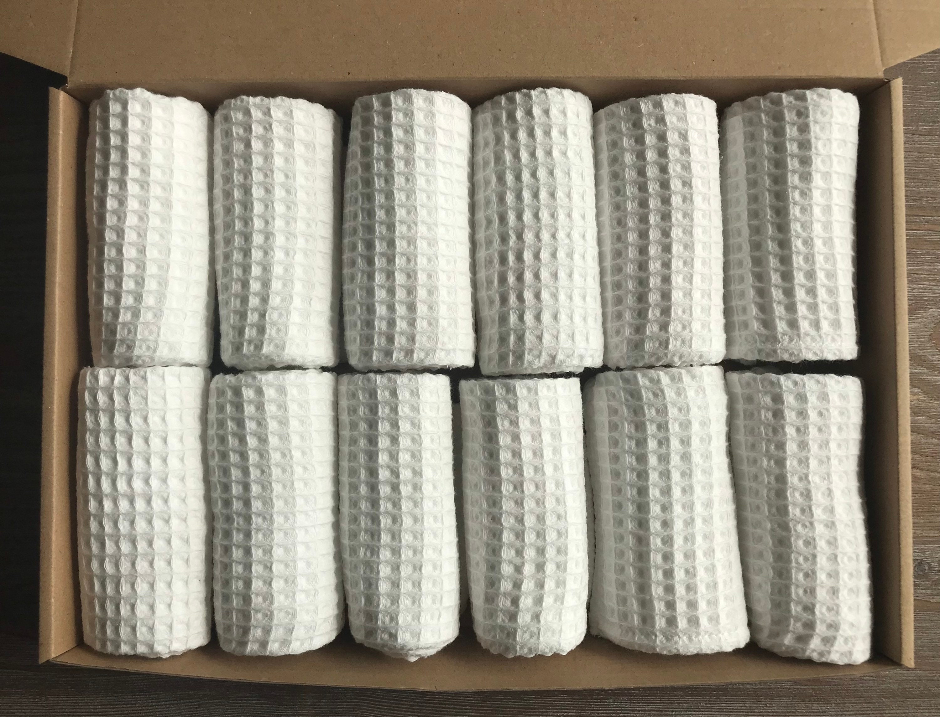 12 Cotton Fingertip Small towels, Assorted colors, Waffle Towels, SPA B&B bathroom organization, Eco friendly soft absorbent, Quick drying