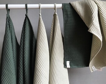 Cotton Waffle Weave Tea Dish Towels, Olive forest green, Kitchen Hand Towels, Kitchen Organization, Etsy Coupon Code