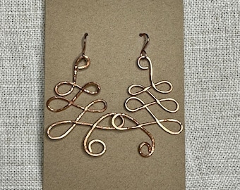 Hammered Copper Unalome Earrings