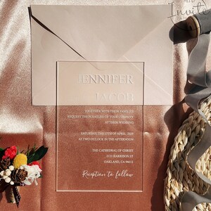 Elegante acryl huwelijksuitnodiging dikte met envelop, aangepaste acryl voor feest, fancy bruiloft uitnodigingen {gratis voorbeeld beschikbaar}