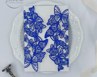 Butterfly Laser Cut Invitation Pocket for Quinceañera & Sweet 15