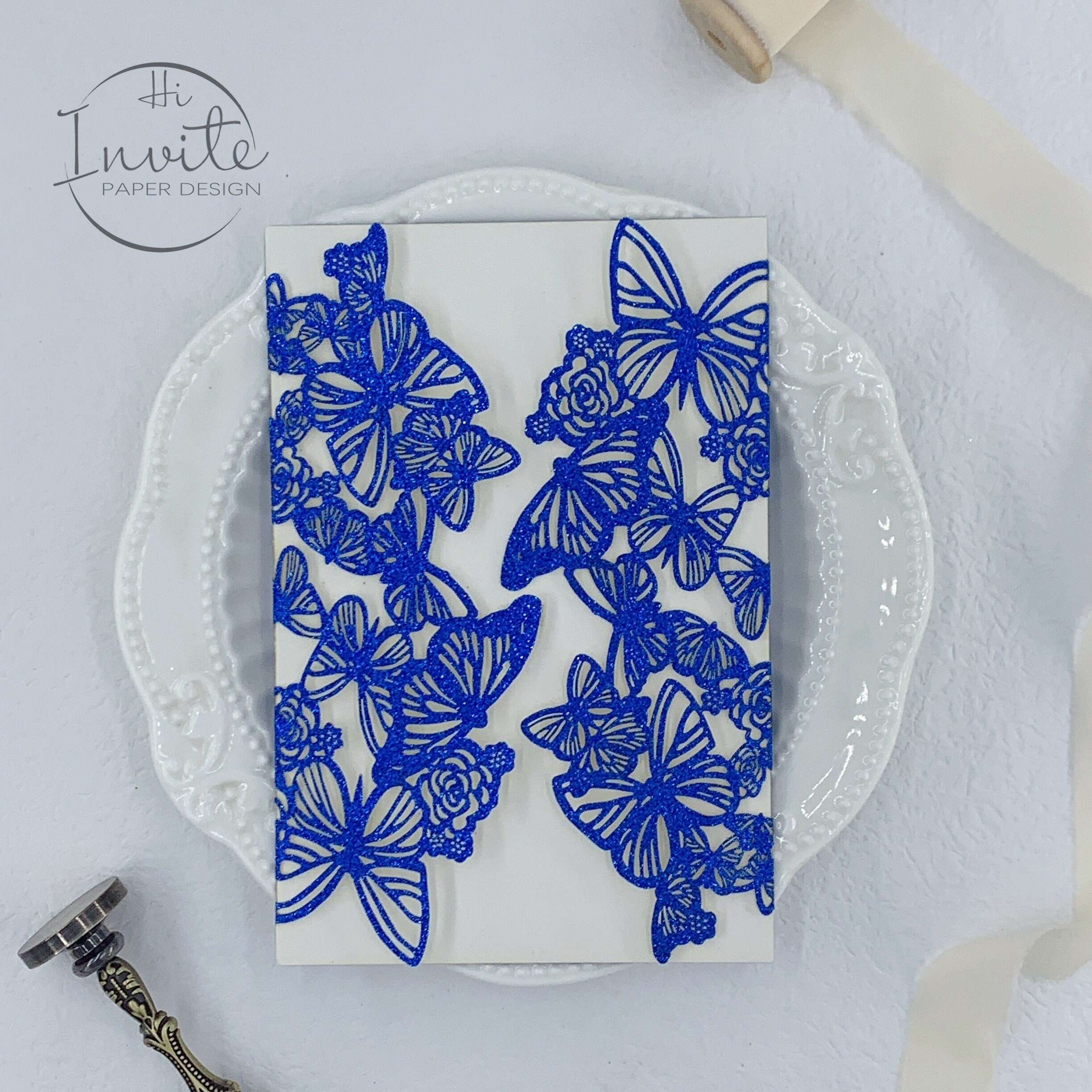 Butterfly Laser Cut Invitation Pocket for Quinceañera \u0026 Sweet 15 - Etsy, image size:2448x2448