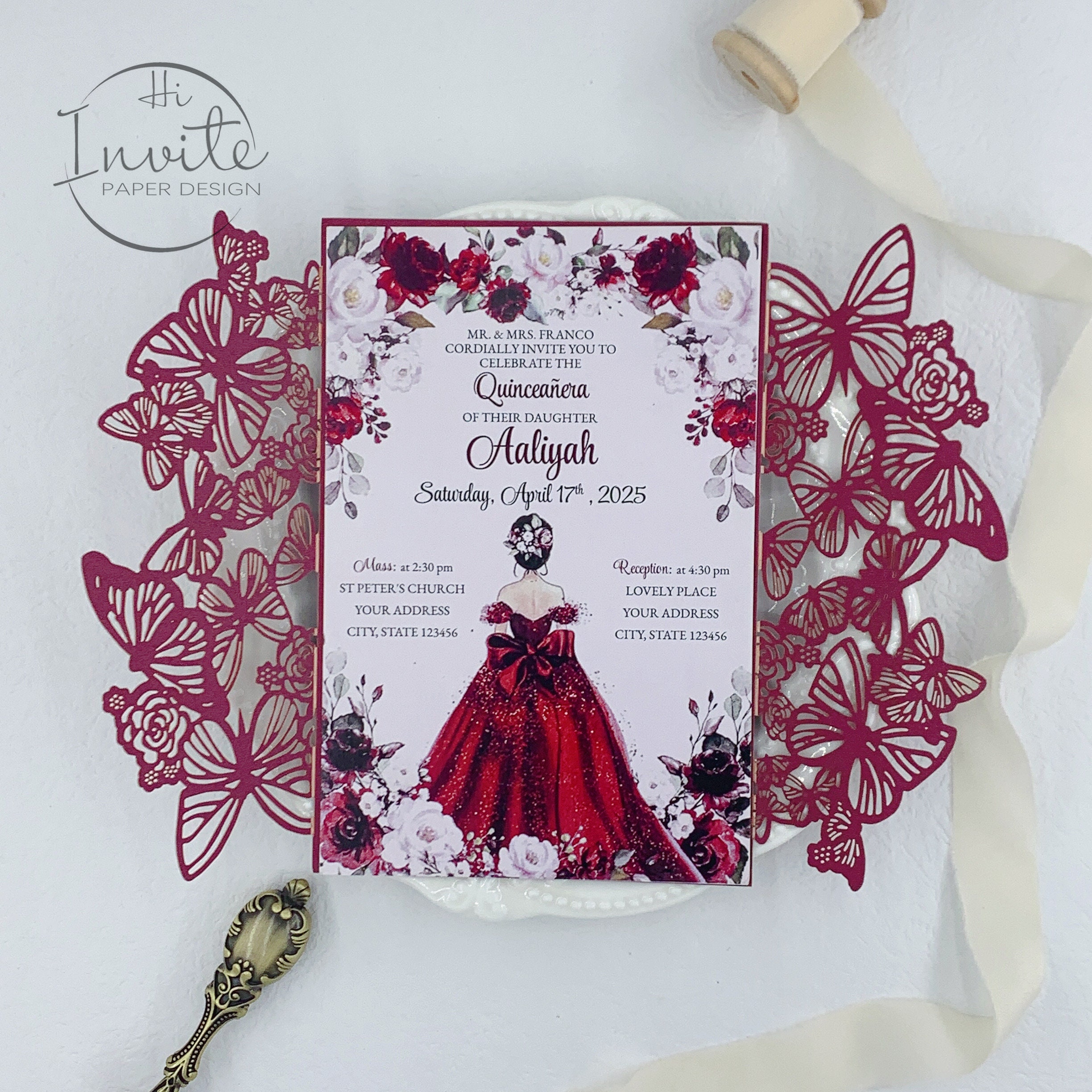 Invitaciones Cortadas Con Láser Con Forma De Mariposa