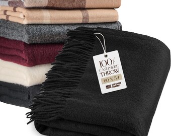 Velanio Cashmere Throw Blanket with Fringe  Super Soft Warm Blankets & Throws for Home, Travel  Makes A High End Thoughtful Gift Idea