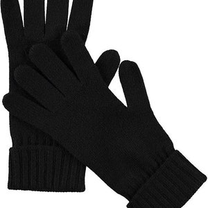 Manio Cashmere Women&#39;s 100% Cashmere Knitted Gloves Pure Soft Comfortable With Ribbed Cuffed