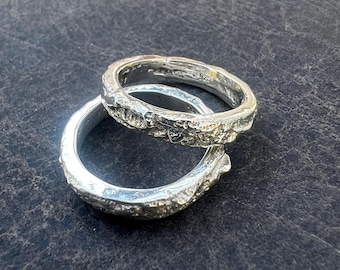 Handmade Textured Silver/Gold Fidget Ring, Brutalist Style Jewelry, Artisan Handmade Ring, Organic Ring, Gift for Her, Unisex Abstract Ring