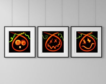 3er Set Kürbis Patch Prints (Neon)