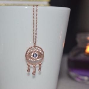 Evil Eye Necklace, Turquoise Eye Necklace, Protection Necklace, Evil Eye Charm, Turquoise Eye Pendant, Layering Necklace, Valentine&#39;s Day