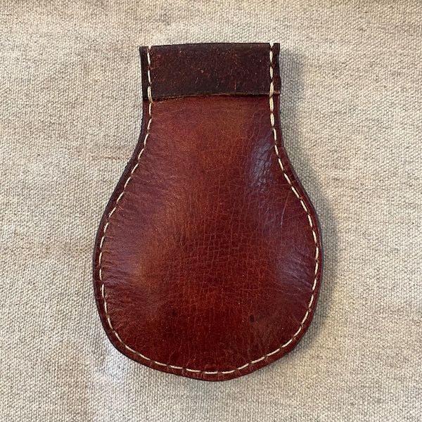 Leather ball bag, handstiched with linen