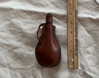 Leather ball flask, shot flask, handmade