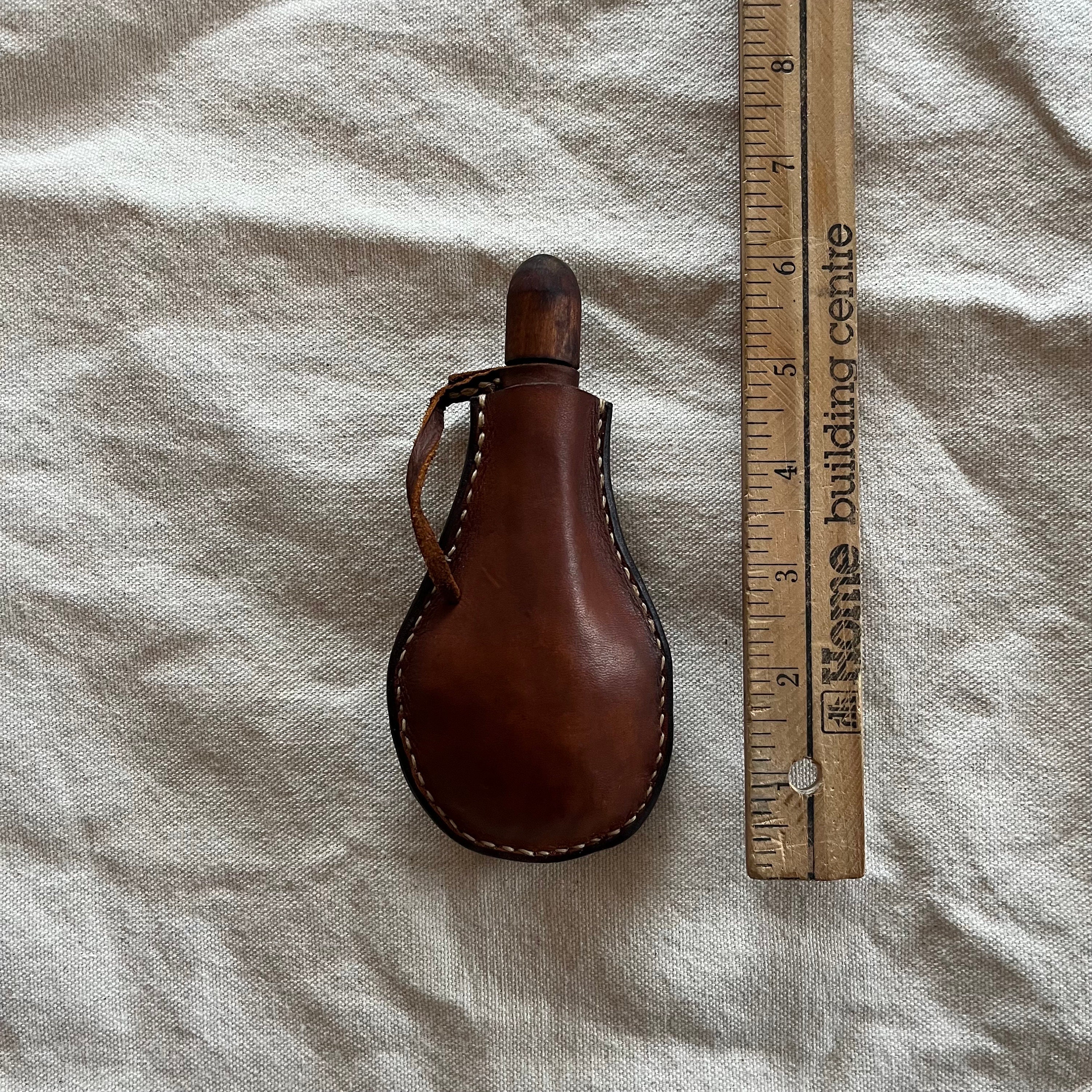 Leather ball flask, shot flask, handmade