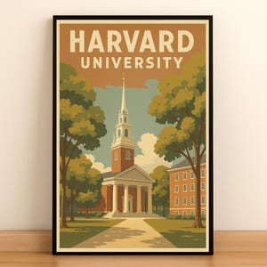 Harvard University – Digital Download Wall Art – College Town Poster for Home, Dorm, Apartment or Office Decor