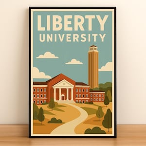 Liberty University – Digital Download Wall Art – College Town Poster for Home, Dorm, Apartment or Office Decor