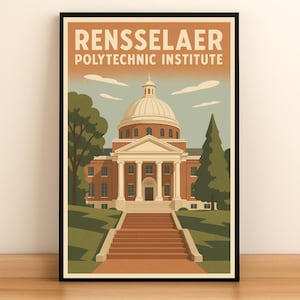 Rensselaer Polytechnic Institute– Digitaler Download Wandkunst – College Town Poster für Haus, Wohnheim, Wohnung oder Bürodekor