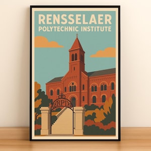 Rensselaer Polytechnic Institute – Digitaler Download Wandkunst – College Town Poster für Haus, Wohnheim, Wohnung oder Bürodekor