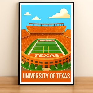 DKR-Texas Memorial Stadium University of Texas Longhorns Football Stadium Poster – Digital Download Art – House Wall Decor for Sports Fans