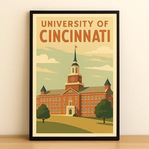 University of Cincinnati – Digital Download Wall Art – College Town Poster for Home, Dorm, Apartment or Office Decor