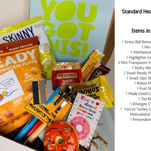 Healthy snack study care package for finals and exam week.