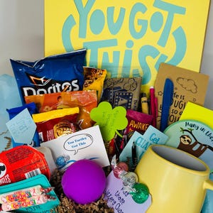 Finals Care Package: College Student Survival Kit with Snacks & Study Supplies