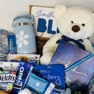 Blue College Care Package: Cozy Socks, Tumbler & Treats