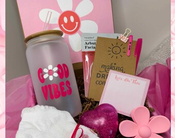 Just Because Pink Vibes College Care Package, Stress Free Gift Box