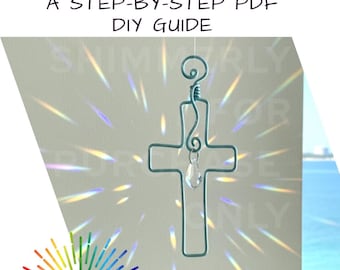 Wire Wrapped Cross Suncatcher PDF Tutorial | Beginner Jewelry Making DIY Wire Art Pattern