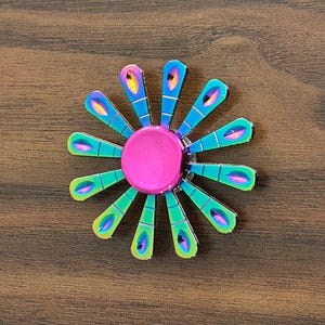 Iridescent Peacock Plume Fidget Spinner Toy