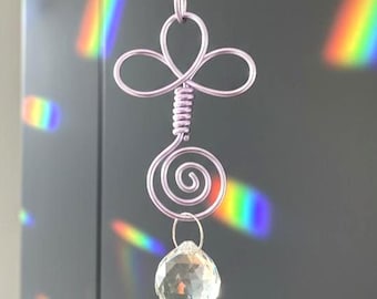 Celtic Knot Wire Sun Catcher. Crystal Prism Window & Rearview Mirror Charm. Rainbow Maker Gift