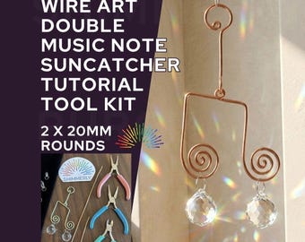 Double Music Note Suncatcher Kit, Wire Wrapping Project, Crystal Prism (Optional Tools)