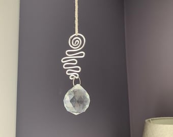 Handmade Crystal Ball Suncatcher: Rainbow Prism with Wire Art Hook