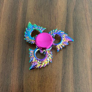 Iridescent Phoenix Wing Fidget Spinner - Handheld Quiet Rotating Toy Gadget