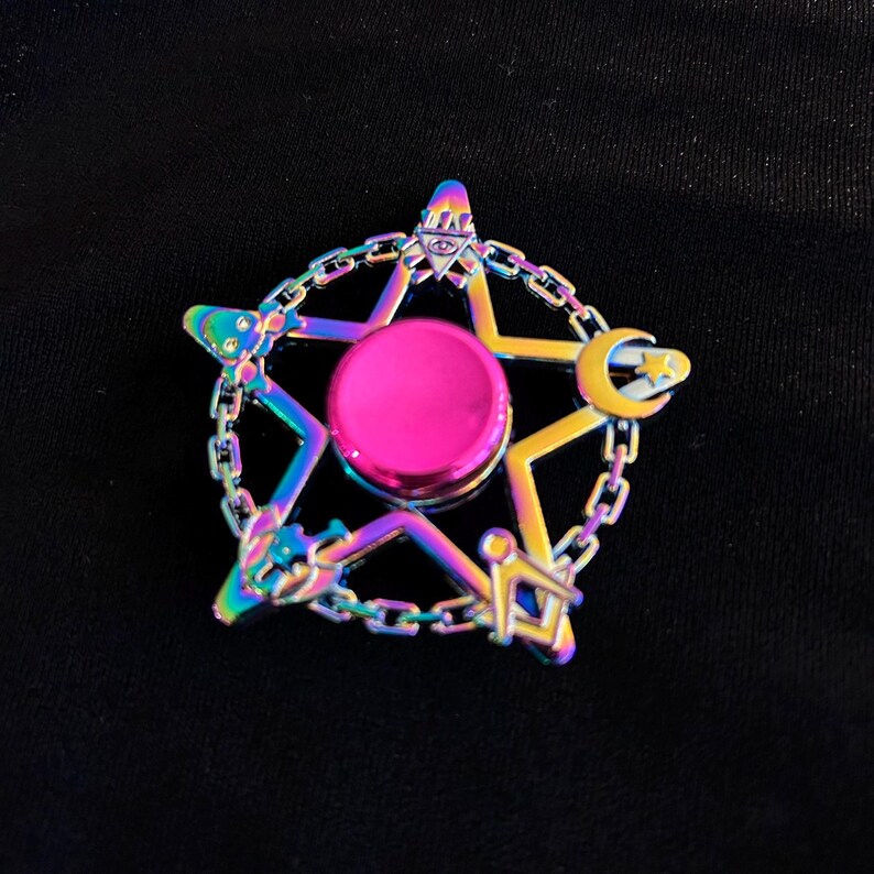 Fidget Compass Iridescent Compass Star Fidget Spinner: Calming Sensory Focus Toy ...