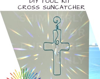 Wire Cross Suncatcher Tool Kit, DIY Wire Wrapping Project, Beginners Craft Tutorial Supplies