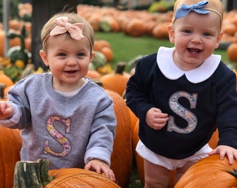 Floral Classic Initial Applique Sweatshirt/Toddler Monogrammed Sweatshirt