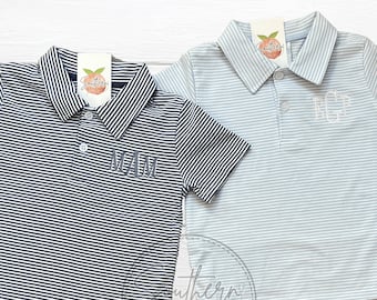 Michael Embroidered Monogram Stripe Polo