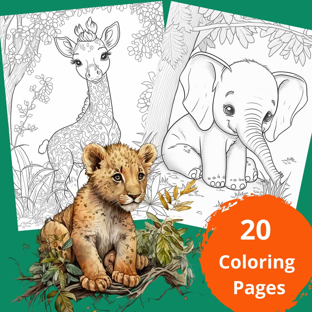 Baby Animal Coloring Book! Perfect for Teens, Cute Animal Coloring Page ...