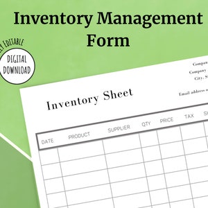 Editable Inventory Management Form I Small Business Inventory Sheet I Product Inventory I Inventory Tracker PDF I Inventory List I Printable