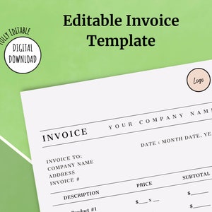 Custom Invoice Form Template for Small Business, Canva, Digital Download, Business Forms