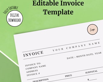 Benutzerdefinierte Rechnungsvorlage für kleine Unternehmen, Canva, digitaler Download, Geschäftsformulare