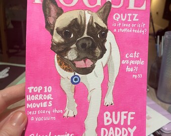 Pet Magazine Cover CUSTOM Painting || Funny and Sweet Gift || Dogue or Catsmopolitan