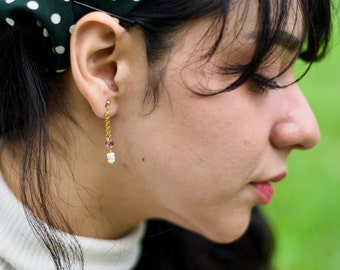 Hyacinth Earrings | Bridgerton Inspired | Regency Era | Royaltycore Aesthetic | Dainty Fandom Jewelry | Genuine Gemstones | Bookworm Gift