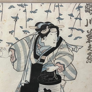 Antique Japanese Original Woodblock Print: By TOYOKUNI III / KUNISADA c. 1830's Kabuki Actor image 4