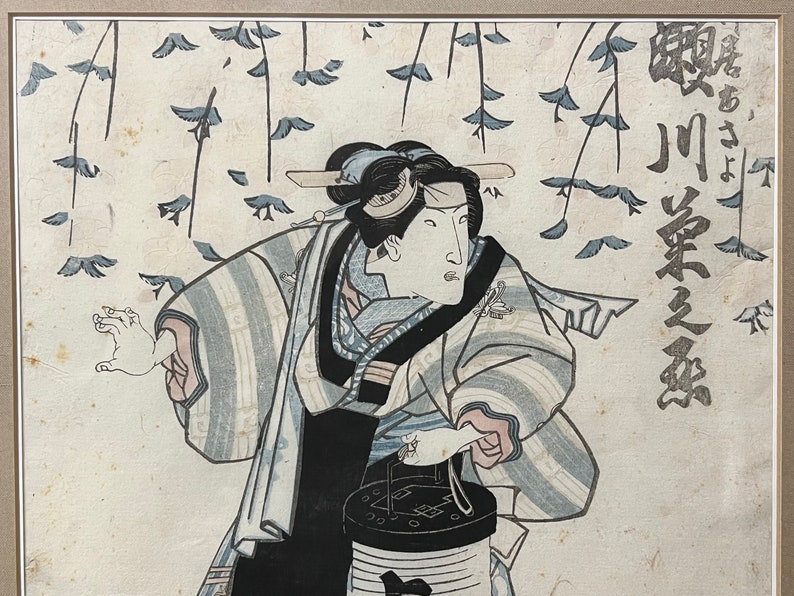Antique Japanese Original Woodblock Print: By TOYOKUNI III / KUNISADA c. 1830's Kabuki Actor image 4