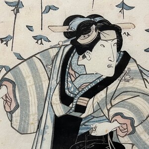 Antique Japanese Original Woodblock Print: By TOYOKUNI III / KUNISADA c. 1830's Kabuki Actor image 7