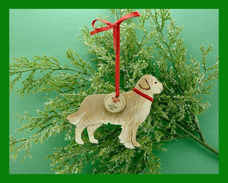 Golden Retriever Ornament/Magnet, Personalized Gift, Dog Christmas Decor, Pet Portrait, Hand Painted Decor, Dog Lovers Gift, Dog Mom's Gift. image 2