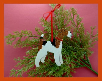 Fox Terrier Ornament/Magnet, Personalized Gift, Dog Christmas Decor, Pet Portrait, Handpainted Ornament, Dog Lovers Gift, Dog Mom Gift