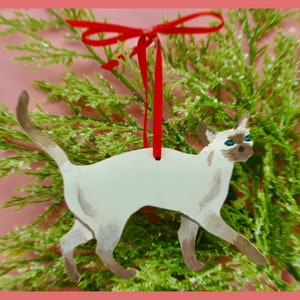 Siamese Cat Ornament, Cat Ornament, Pet Ornament, Abyssinian Cat Ornament, Personalized Gift, Cat Christmas Decor, Pet Portrait, Cat Lover image 1